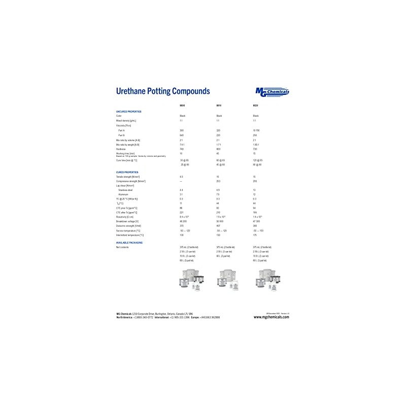 MG Chemicals 8800 Black Flexible Urethane, 2-Part Potting Compound, 375mL