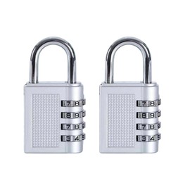 HRLORK Combination Padlock 2 Packs School Locker Lock Outdoor Weatherproof Digit Padlock Resettable Code Lock Silver