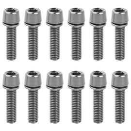 Pack of 12 M5 x 18 mm Bicycle Stem Screws, Bicycle Stem Bolts with Washers, Cone Head Screw Bicycle Shaft Screws, Bicycle Cone Screws for Mountain Bike (Silver)