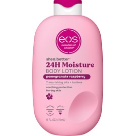 eos Shea Better Body Lotion Pomegranate Raspberry, 24-Hour Moisture Skin Care, Lightweight & Non-Greasy, Made with Natural Shea, Vegan, 16 fl oz