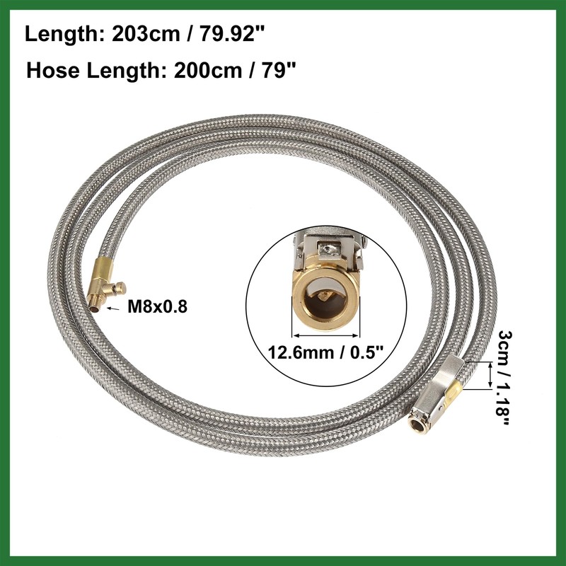 Motoforti 200cm 79" Car Tire Air Inflator Hose Adapter Quick