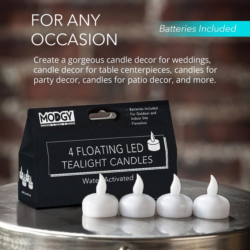 MODGY LED Floating Tealight Candles Flameless Battery Operated Flickering Light