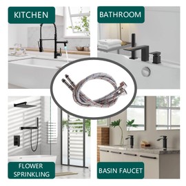 Hoimpro 24-Inch Long Bathroom Kitchen Faucet Connector Braided Stainless Steel Supply Hose,cUPC Hose 1 pair G9/16 Female Compression Thread x M10 Male Connector, x 2 Pcs