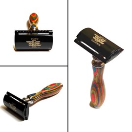 Classic Style Unique Design Double Edge Straight Edge Safety Blade - Rainbow and Black Colors - Double Edge Blade Holder All Purpose Hair Shaving Blade