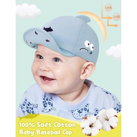Becellen Baby Baseball Cap, 3-12 Months Peaked Cap Toddler Cap Soft Cotton Summer Hat with Cartoon Embroidery for Baby Boys Girls, blue, Unit size