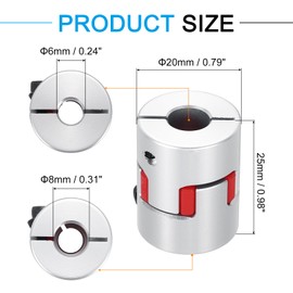 MECCANIXITY Aluminum Shaft Coupling Shaft Coupler 6mm to 8mm Flexible Spider Coupling L25mm x D20mm Coupler Jaw Spider Shaft Joint Connector for 3D Printers DIY CNC Router Milling Machine