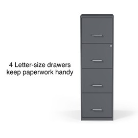 Staples 2806663 4-Drawer Vertical File Cabinet Charcoal Letter 18-Inch D (52148)