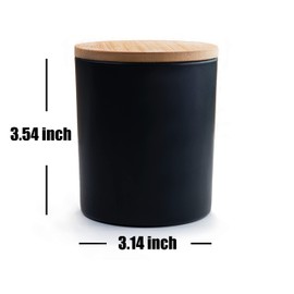 Edamame 12 Pack 10 oz Glass Candle Jar with Bamboo Lid for Candles, Bulk Candle Jars for Making Candles Containers - Dishwasher Safe (All Black)