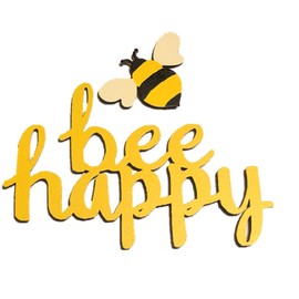 Roeda Brighten Your Life 13859Y Bee Happy Word Phrase with Bee Magnet Yellow set of 2 Made in USA