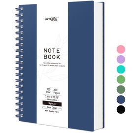 RETTACY B5 Dotted Notebook, Bullet Dot Grid Journal, Wirebound Spiral Notebooks 300Pages /150 Sheets for Writing,100gsm, PVC Hardcover, for Women Men Work Office School,19 x 25 cm - Navy Blue