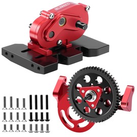 GLOBACT 30% OD Transmissions Set Forward Motor Mount Set with Delrin Spur Gear for Axial SCX10 Capra 1/10 RC Crawler LCG Chassis Upgrades (Red)