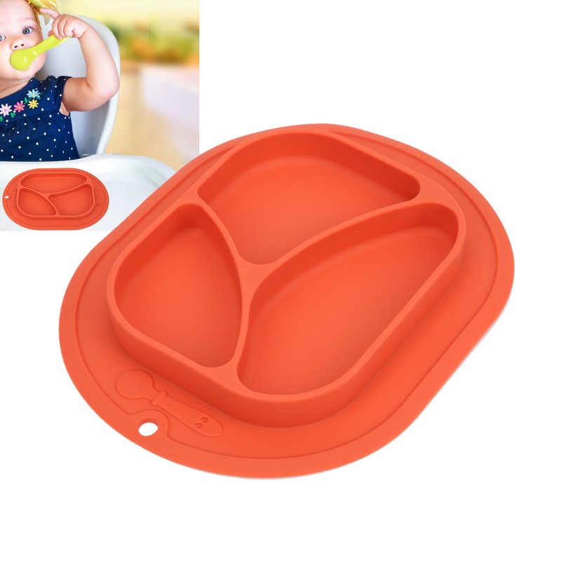 Divided Baby Plate Sucker Suction Cup AntiDrop Bowl Silicone Skidproof