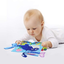 Coolplay Soft Cloth Book Cartoon Animal Tails, Marine Animal Printed Fabric Cloth Book, Educational and Learning Soft Cloth Book for Babies