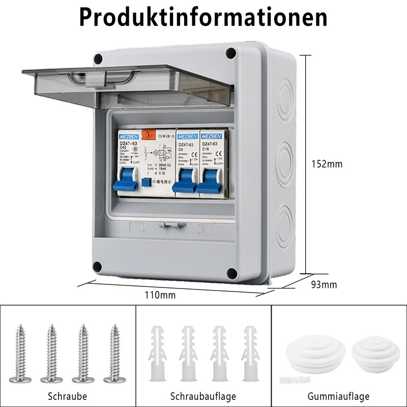 Fuse Box 2-Way Small Distributor: IP65 Waterproof Fuse Box Surface-Mounted