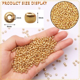 Yholin 2000pcs Glass Seed Beads Bulk,4mm 6/0 Craft Seed Beads Small Pony Beads for DIY Craft Project Bracelet Necklace Jewelry Making - Bright Gold Color Waist Beads Spacer Beads with Tweezers
