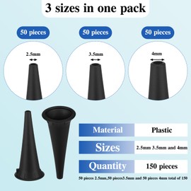 Threlaco 150 Pcs Reusable Diagnostic Otoscope Cover Plastic Ear Specula Tips Disposable Pediatric Otoscope Tips Universal Ear Covers Speculum for Otoscope Available in 2.5 mm 3.5 Mm, 4 Mm, 50 Pcs Each
