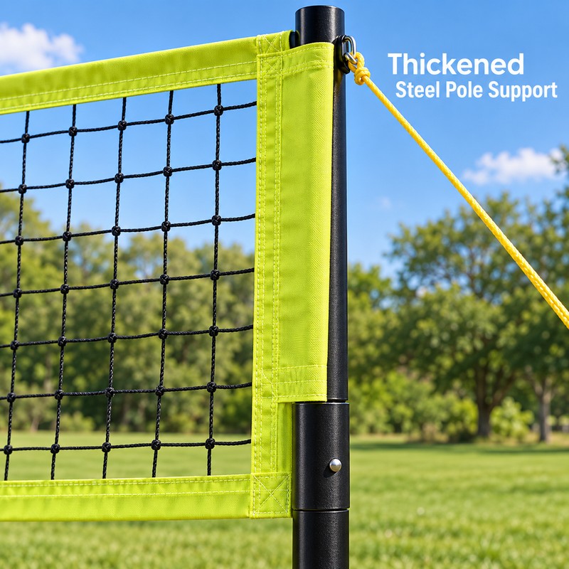 Adjustable Outdoor Volleyball Net System with Steel Poles, Ball, Pump,