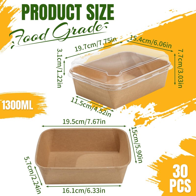 30 Pack 45oz Large Charcuterie Boxes with Clear Lids, To