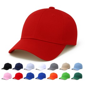 FASHIENT Unisex Classic Baseball Cap - Adjustable Cotton Hat for Men & Women, Lightweight & Breathable Free Size Red