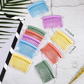 Plastic Hair Side Combs Cute Hair Comb Claws Colorful Hair Comb Clips Wide Teeth Hair Slide Comb Kawaii Hair Accessories for Women Girls D 10 Pcs