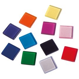 Rayher Acryl Mosaik, transparent 1x1cm, ca. 205Stück, SB-Box 50g , bunte Mischung, quadratisch, Kunststoffsteine, Kunststoffmosaik durchscheinend, 14540999