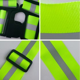 WUDQIJI Reflective Vest High Visibility Vest 4-Piece Set Reflective Vest Bicycle Reflective Strap Light Vest Adjustable Safety Vest 4 cm Reflective Band Safety Vest for Running Cycling Jogging