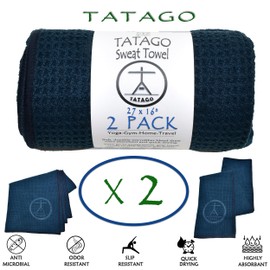 Tatago Hot Yoga Sweat Towel & Hand Towel - Soft & Absorbent, Quick Drying Microfiber, Non Slip for XL Yoga Mat or Gym, Travel Towel 2-Pack