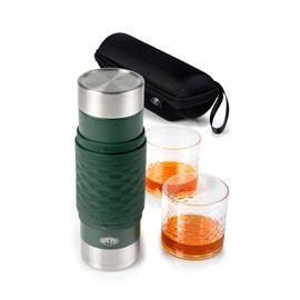 GSI Outdoors Insulated Cocktail Set - 17 fl. oz. Vacuum Flask, Cocktail Strainer, 2 Tumblers, Nesting Design & Travel Case - Barware for Camping, Hiking & Outdoor Adventures