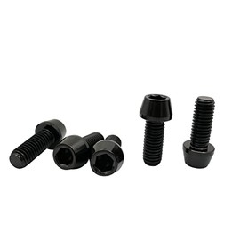 RISON-Titanium 5 pieces titanium bicycle stem screws, M6 x 1.0 x 15 mm, bicycle cone screws, conical hexagon socket screws, bicycle stem bolts, bicycle shaft screws, cone head screw