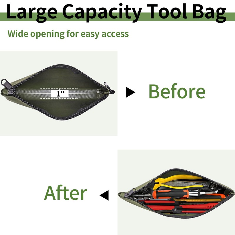 3 Pack Premium Tool Pouches Zipper Bag, 12 in Small