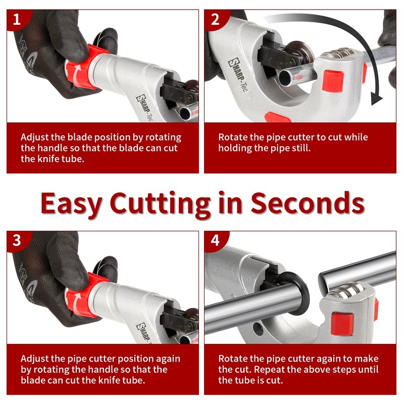 Sharp-tec 5-50mm Pipe Cutter, Adjustable Tube Cutter with Aluminum Alloy