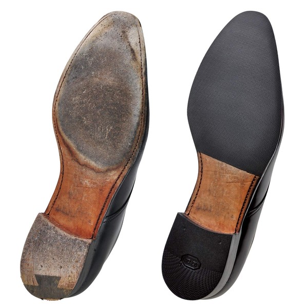 Mr Minit Men's Shoe Repair, No Box, Eco Type, 1 Pair of Shoes, Front Sole & Heel Repair + Polishing Course, Black