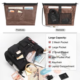 Teacher Tote Bag for Women Large Work Bag with Compartment 17 Inch Laptop Bag for Women Waterproof Professional Computer Shoulder Bags Nylon Handbag Business Office Work Briefcase