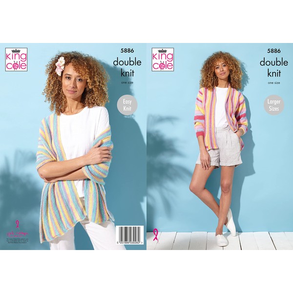King Cole Tropical Beaches DK Knitting Pattern Wrap and Jacket