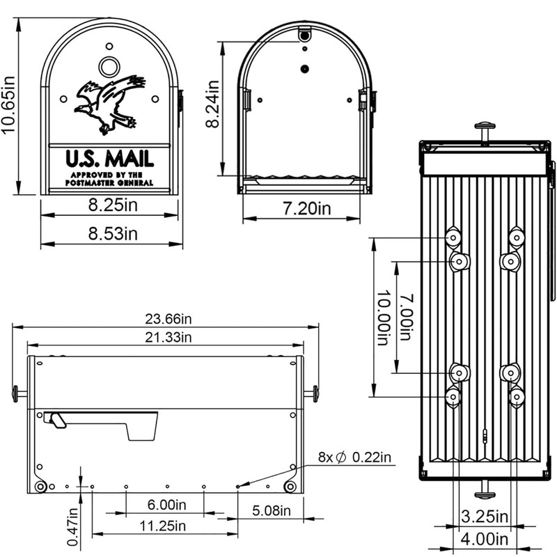 Plexon Double Door Large Mailbox, Front and Rear Access Post