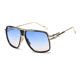Dollger Retro Aviator Sunglasses For Men Women Vintage Square Designer Sunglasses Gold Frame Gradient Blue Lens