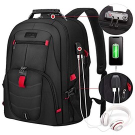 Travel Laptop Backpack Waterproof Anti Theft Backpack with Lock and USB Charging Port Large Computer Business Backpack for Men Women School College Backpack (15.6 inch, Black)