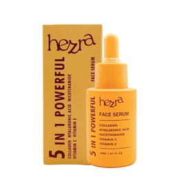 HEZRA 5-in-1 Face Serum, 30 mL, with Collagen, Hyaluronic Acid, Nicotinamide, Vitamin C, Vitamin E