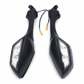 HTTMT- Black Rear View Mirrors w/Turn Signals Compatible with Kawasaki Ninja ZX10R 2011-2015 / H2 2014-2015 [P/N: MT252-036-BK]
