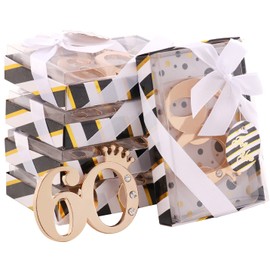 24 pcs 60th Birthday Party Favors Bottle Opener-Black and Gold 60th Birthday Anniversary Party Souvenir Keepsake for Guest,60 Birthday Party Decor Supplies (Black 60, 24)
