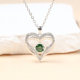 Moissanite Heart Necklace for Women, S925 Silver Floating Heart Pendant