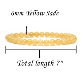 Angelstones Natural Yellow Jade Gemstone 6mm Round Beads Stretch Bracelet 7" Unisex
