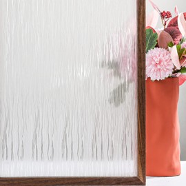 FEOMOS Clear Waters Window Privacy Film, Non Adhesive Window Cling, Decorative Window Sticker, Window Covering Translucent Glass Film for Windows Door Anti-UV 17.3x78.7 inches