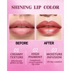 Orange Lipstick for Women, Metallic Shimmer Lip Gloss Makeup Long