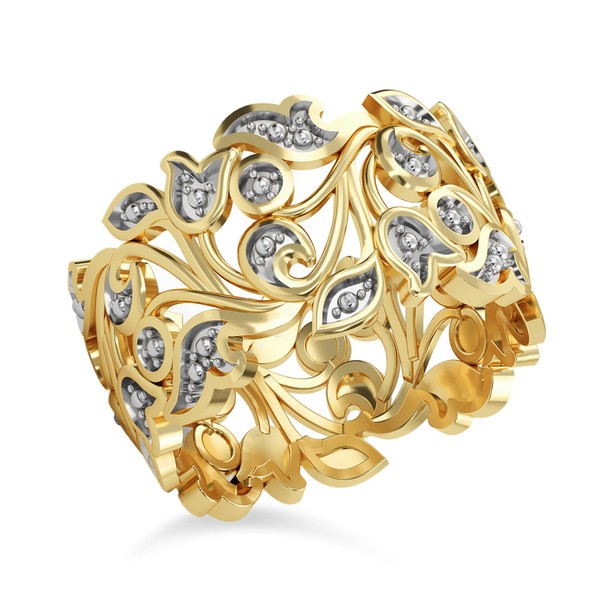 TJC Leaf Ring for Women Size N with Pave Setting