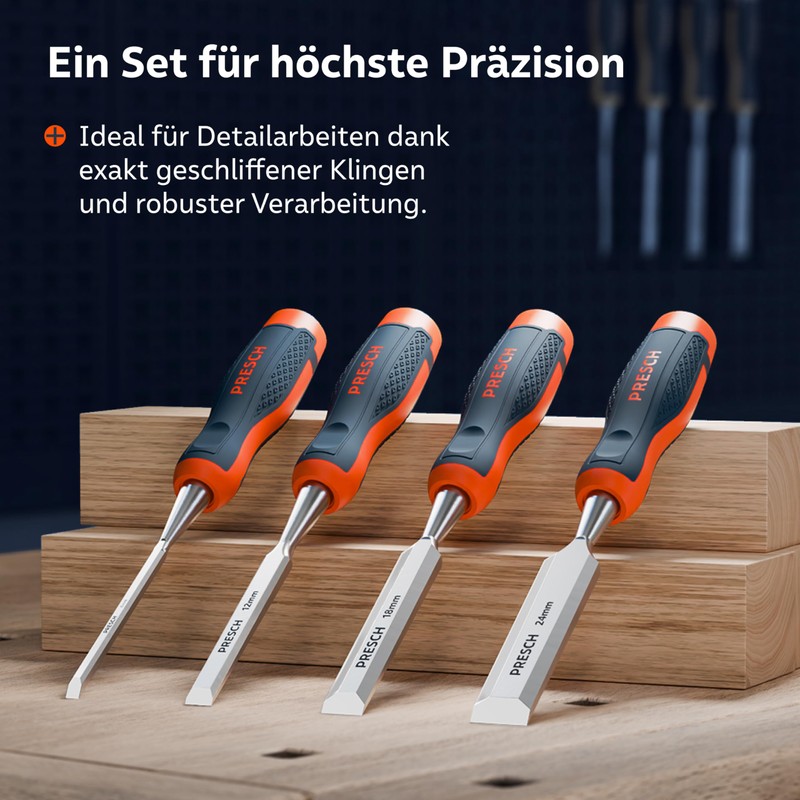 Presch 4-Piece Wood Chisel Set - Ready Ground Chisels (6,