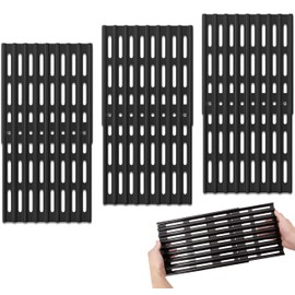 Outdoor Bazaar 3-Pack Adjustable Cooking Grates – 8" Wide Universal Replacement Grill Grid for BBQ Grills, Universal Cooking Grates for Gas Grills, Extends from 12" to 19" in Depth, Porcelain Steel