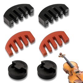 AOEVUIR 4 Silencers for Violin - 2 Claw Style & 2 Round Tourte Dampeners, Ultra Practice Silencer for Musical Instruments Black Red