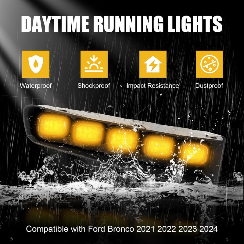 Fancemot Fog Lights Compatible with Ford Bronco 2021–2024, LED Daytime