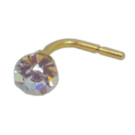 Arranview Jewellery 3 mm clear crystal nose stud in 9ct yellow gold